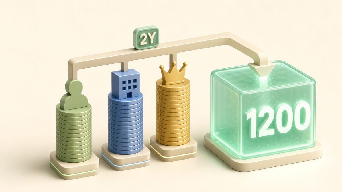 청년내일채움공제 2026 - 2년 1200만 원 3자 적립 3D isometric