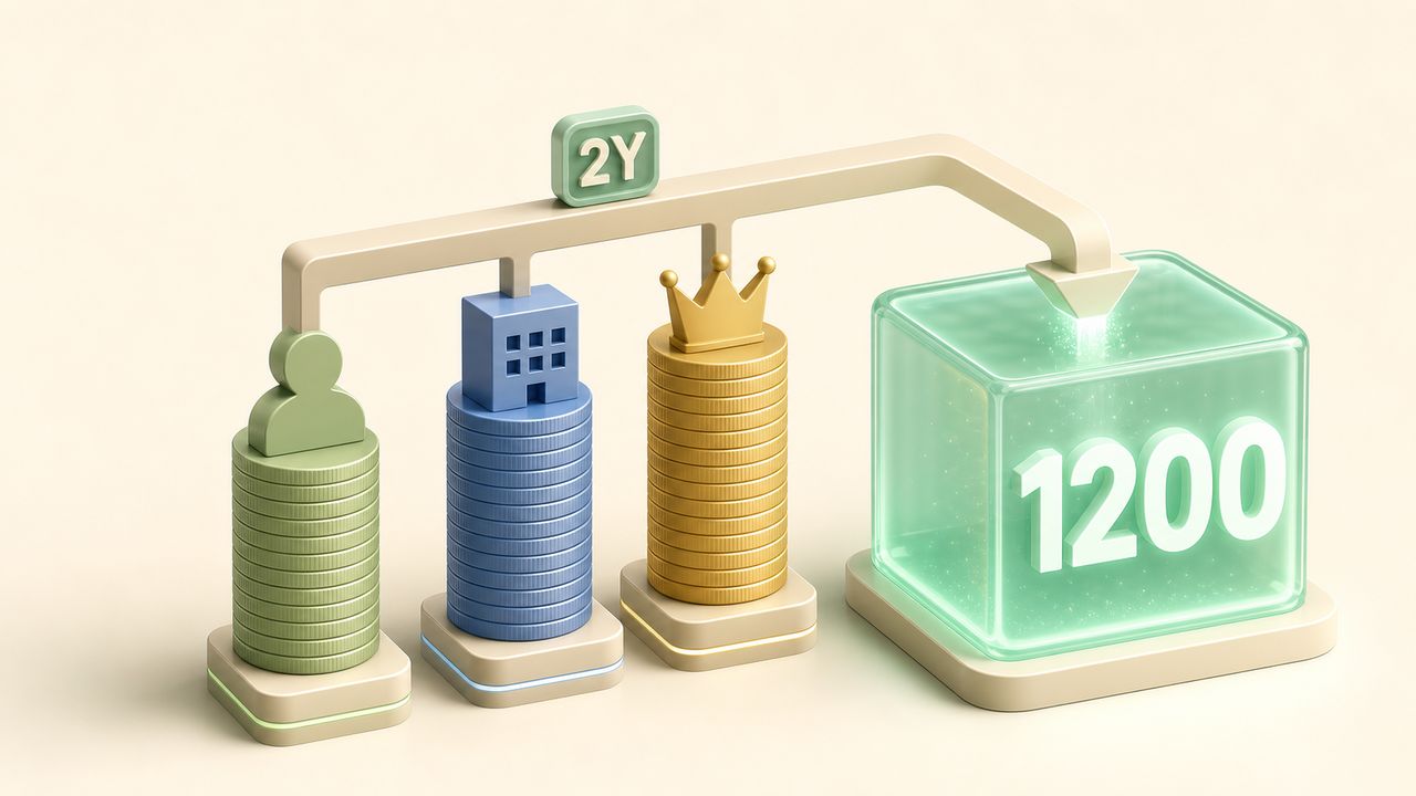 청년내일채움공제 2026 - 2년 1200만 원 3자 적립 3D isometric